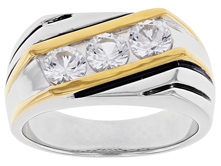 White Lab Sapphire Rhodium and 14K Yellow Gold Over Sterling White Lab Sapphire Rhodium and 14K Yellow Gold Over Sterling