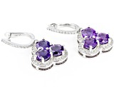 Purple Amethyst Rhodium Over Sterling Silver Dangle Earrings 6.50ctw