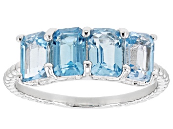 Picture of Swiss Blue Topaz Rhodium Over Sterling Silver Ring 2.20ctw