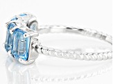 Swiss Blue Topaz Rhodium Over Sterling Silver Ring 2.20ctw