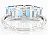 Swiss Blue Topaz Rhodium Over Sterling Silver Ring 2.20ctw