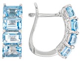 Swiss Blue Topaz Rhodium Over Sterling Silver Earrings 4.50ctw