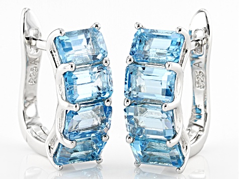 Swiss Blue Topaz Rhodium Over Sterling Silver Earrings 4.50ctw ...