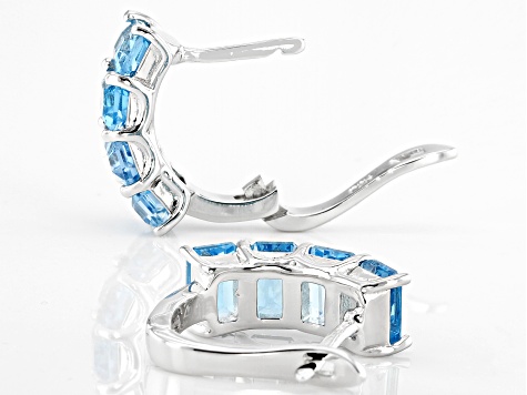 Swiss Blue Topaz Rhodium Over Sterling Silver Earrings 4.50ctw