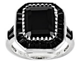 Black Spinel Rhodium Over Sterling Silver Ring 6.47ctw