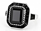 Black Spinel Rhodium Over Sterling Silver Ring 6.47ctw