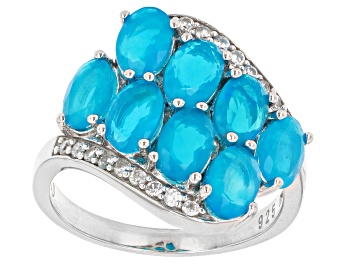 Picture of Paraiba Blue Color Opal Rhodium Over Sterling Silver Ring 2.15ctw
