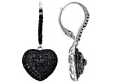 Black Spinel Rhodium Over Sterling Silver Heart Earrings 1.00ctw