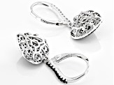 Black Spinel Rhodium Over Sterling Silver Heart Earrings 1.00ctw