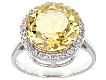 Picture of Yellow Citrine Rhodium Over Sterling Silver Ring 5.96ctw