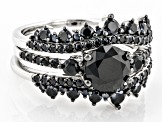 Black Spinel Rhodium Over Sterling Silver Ring Set 3.03ctw