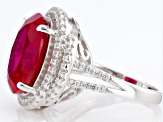 Red Lab Created Ruby Rhodium Over Sterling Silver Ring 7.55ctw
