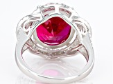 Red Lab Created Ruby Rhodium Over Sterling Silver Ring 7.55ctw