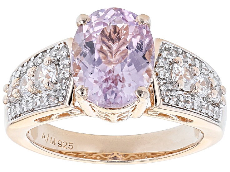 KAGEROU / Light Pink・Matte Silver rim JT Pink Lab Created Sapphire And White Cubic Zirconia 18k Rose