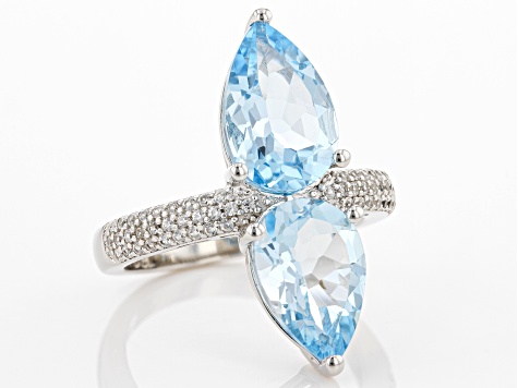 Sky Blue Glacier Topaz Rhodium Over Sterling Silver Ring 6.78ctw ...