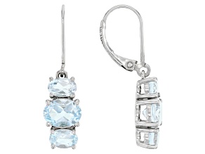 Sky Blue Glacier Topaz Platinum Over Sterling Silver Dangle Earrings 4.40ctw