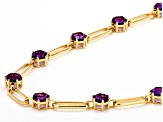 Purple African Amethyst 14k Yellow Gold Over Sterling Silver Paperclip Necklace 17.50ctw