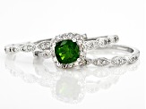 Green Chrome Diopside Rhodium Over Sterling Silver Ring Set 1.58ctw