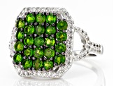 Green Chrome Diopside Rhodium Over Sterling Silver Cluster Ring 2.28ctw