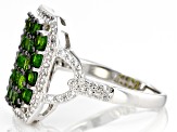 Green Chrome Diopside Rhodium Over Sterling Silver Cluster Ring 2.28ctw