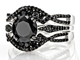 Black Spinel Rhodium Over Sterling Silver Ring Set 2.94ctw
