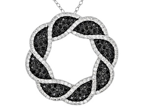 Black Spinel Rhodium Over Sterling Silver Pendant With Chain 1.70ctw