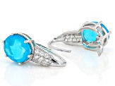 Paraiba Blue Color Opal Rhodium Over Sterling Silver Earrings 2.90ctw