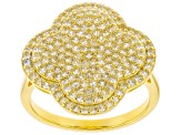 White Sapphire 18k Yellow Gold Over Sterling Silver Ring 0.85ctw