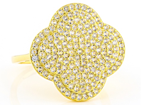 White Sapphire 18k Yellow Gold Over Sterling Silver Ring 0.85ctw