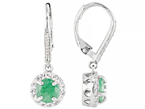 Green Emerald Rhodium Over Sterling Silver Dangle Earrings 1.50ctw