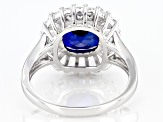 Blue Lab Created Sapphire Rhodium Over Sterling Silver Ring 5.09ctw