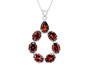 Red Garnet Rhodium Over Sterling Silver Pendant With Chain 8.50ctw