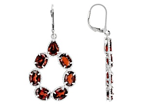 Red Garnet Rhodium Over Sterling Silver Dangle Earrings 11.60ctw