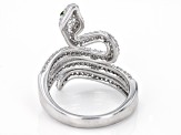 White Zircon Rhodium Over Sterling Silver Snake Ring 2.18ctw