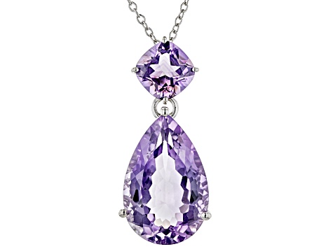 Purple Brazilian Amethyst Platinum Over Sterling Silver Pendant With Chain 13.15ctw