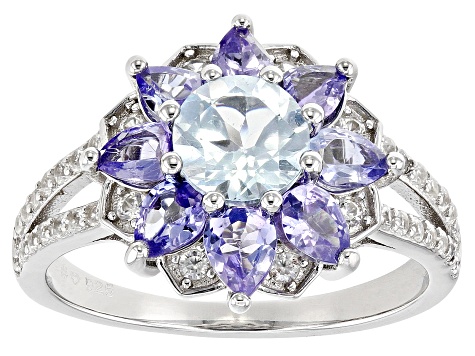 Sky Blue Glacier Topaz Rhodium Over Sterling Silver Ring 2.37ctw
