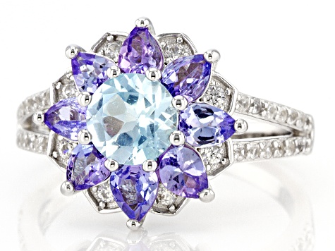 Sky Blue Glacier Topaz Rhodium Over Sterling Silver Ring 2.37ctw
