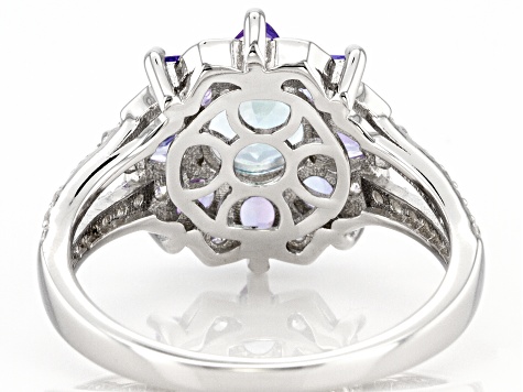 Sky Blue Glacier Topaz Rhodium Over Sterling Silver Ring 2.37ctw
