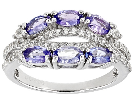 Blue Tanzanite Rhodium Over Sterling Silver Ring 1.60ctw