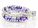 Blue Tanzanite Rhodium Over Sterling Silver Ring 1.60ctw