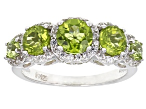 Green Peridot Rhodium Over Sterling Silver Ring 2.76ctw