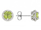 Green Peridot Rhodium Over Sterling Silver Stud Earrings 1.90ctw