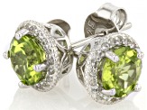 Green Peridot Rhodium Over Sterling Silver Stud Earrings 1.90ctw