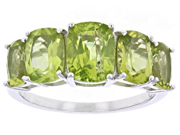 Picture of Green Peridot Rhodium Over Sterling Silver Ring 3.65ctw