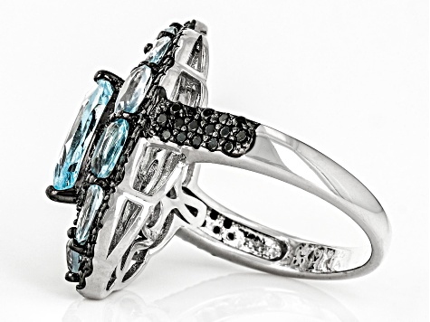 Sky Blue Topaz Rhodium Over Sterling Silver Ring 4.20ctw
