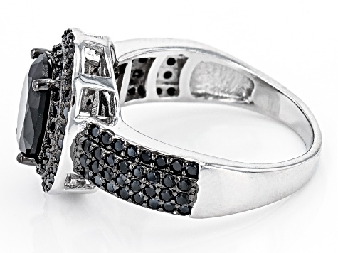 Black Spinel Rhodium Over Sterling Silver Ring 2.50ctw