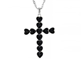 Black Spinel Rhodium Over Sterling Silver Cross Pendant With Chain