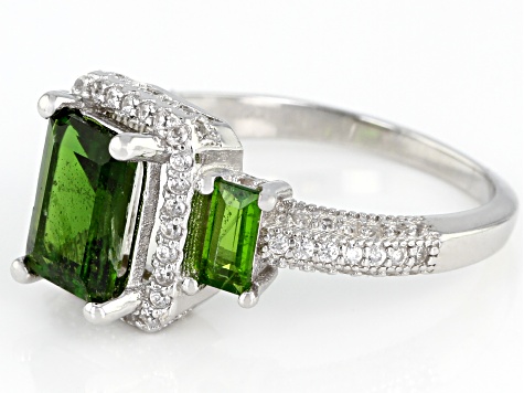 Chrome Diopside Rhodium Over Sterling Silver Ring 2.51ctw