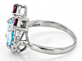 Sky Blue Topaz Rhodium Over Sterling Silver Cat Ring 2.98ctw