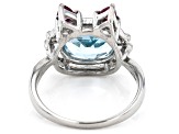 Sky Blue Topaz Rhodium Over Sterling Silver Cat Ring 2.98ctw